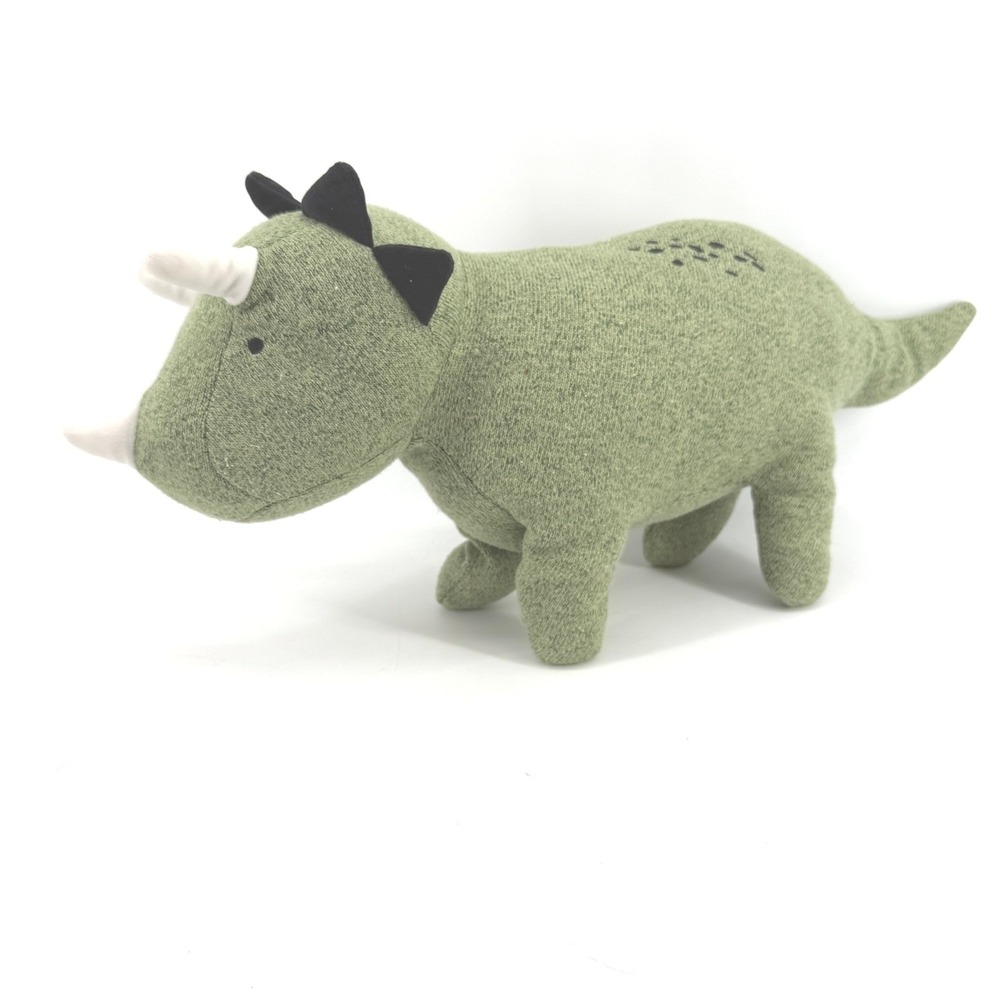 Pillowfort Dinosaur Throw Pillow Kids 21x7 Green Good Triceratops Plush Decor